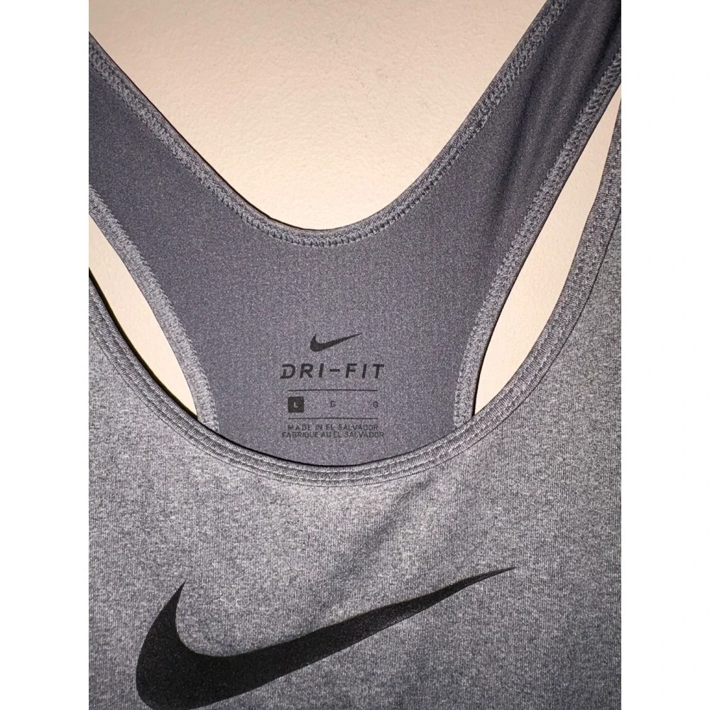 New Nike Womens Dri-FIT Racerback Tank Top Grey Heather Mesh Back Large